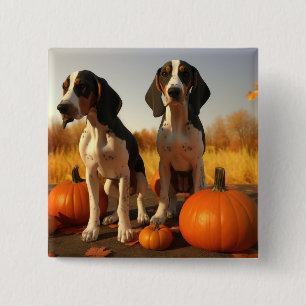 Bóton Quadrado 5.08cm Treing Walker Coonhound Puppy Autumn Pumpkin