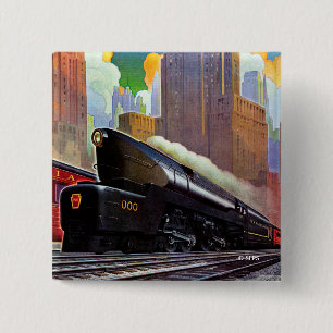 Bóton Quadrado 5.08cm Trem de Pensilvânia pelo desconhecido