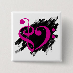 Bóton Quadrado 5.08cm Tremor Clef Bass Clef Musical Heart Grunge