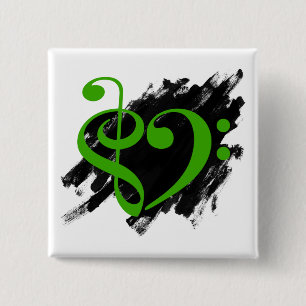 Bóton Quadrado 5.08cm Tremor Clef Bass Clef Musical Heart Grunge