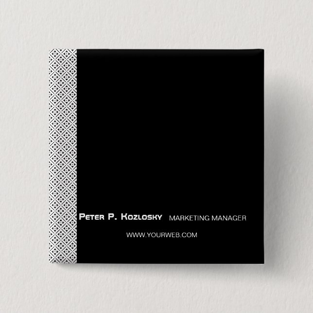 Bóton Quadrado 5.08cm Trendy Black Pattern Professional Occupy (Frente)
