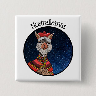 Bóton Quadrado 5.08cm Trendy Mystical Nostradamus Llama Pun Halloween
