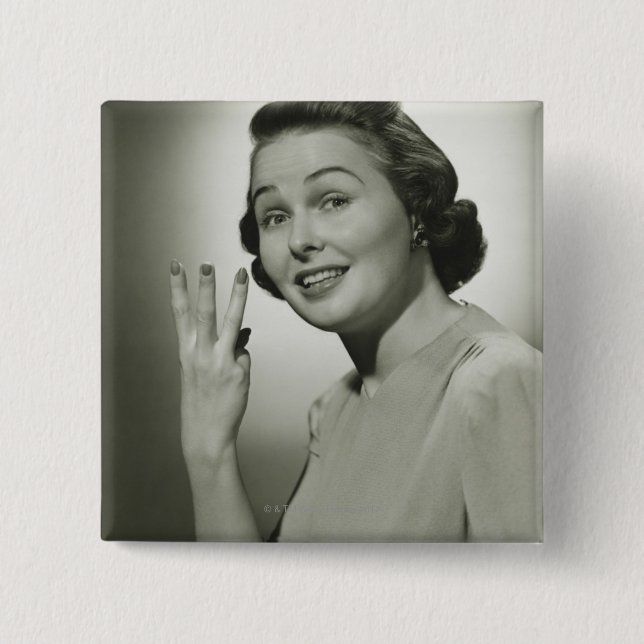 Bóton Quadrado 5.08cm Três (Frente)