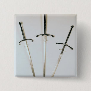 Bóton Quadrado 5.08cm Três espadas de duas mãos, 1570