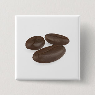 Bóton Quadrado 5.08cm Três grãos de café torrados