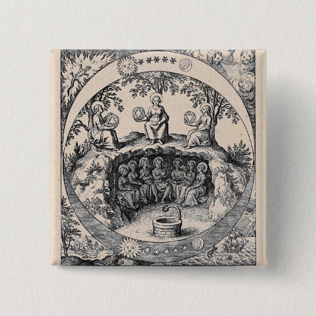 Bóton Quadrado 5.08cm Três Irmãs da Alquimia (Frente)