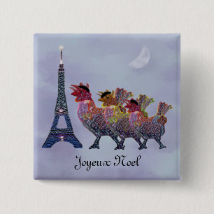 Bóton Quadrado 5.08cm Três pinos franceses das galinhas