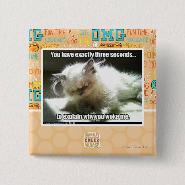 Bóton Quadrado 5.08cm Três segundos (Frente)