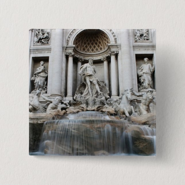 Bóton Quadrado 5.08cm Trevi Fountain Roma (Frente)