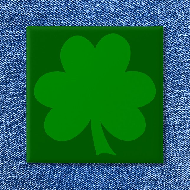 Bóton Quadrado 5.08cm Trevo Verde (Green Shamrock Button)