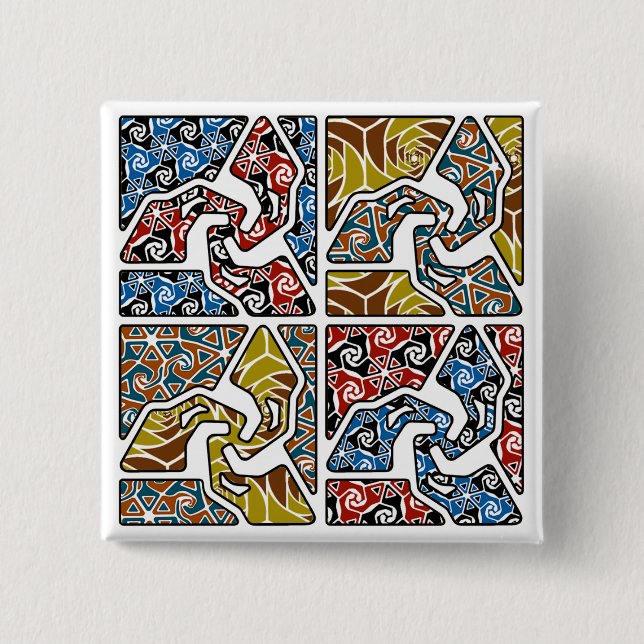 Bóton Quadrado 5.08cm Tri Setas com terras traseiras Trippy (Frente)