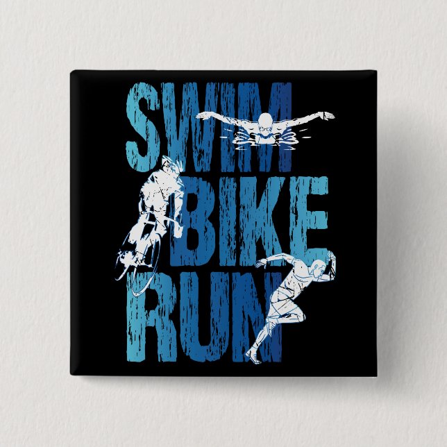 Bóton Quadrado 5.08cm Triathlon - Natação Bike Run (Frente)