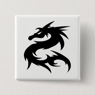 Bóton Quadrado 5.08cm Tribal Dragon Silhouette