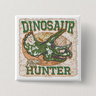 Bóton Quadrado 5.08cm Triceratops do caçador do dinossauro