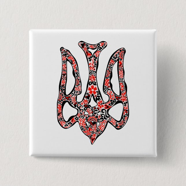 Bóton Quadrado 5.08cm Trident Trident Nacional Ucraniano trizub estiliza (Frente)