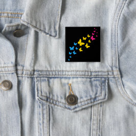 Bóton Quadrado 5.08cm Trilha da Borboleta do Orgulho Pansexual