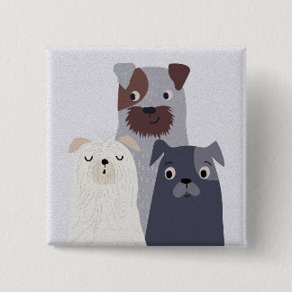 Bóton Quadrado 5.08cm Trio Whimsical de cães