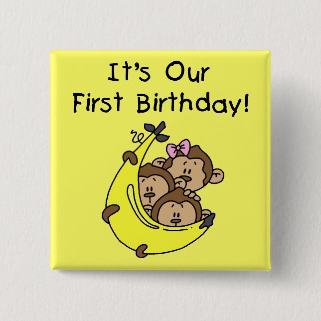 Bóton Quadrado 5.08cm Triplets 1rua - Dois Meninos, Uma Rapariga (Frente)