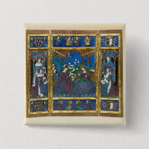 Bóton Quadrado 5.08cm Triptych de Louis XII e Anne de Bretagne