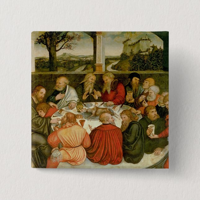 Bóton Quadrado 5.08cm Triptych, painel esquerdo, Philipp Melanchthon (Frente)