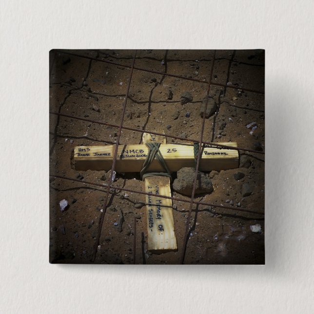 Bóton Quadrado 5.08cm Tripulação de reparo de estradas faz cruzamento (Frente)