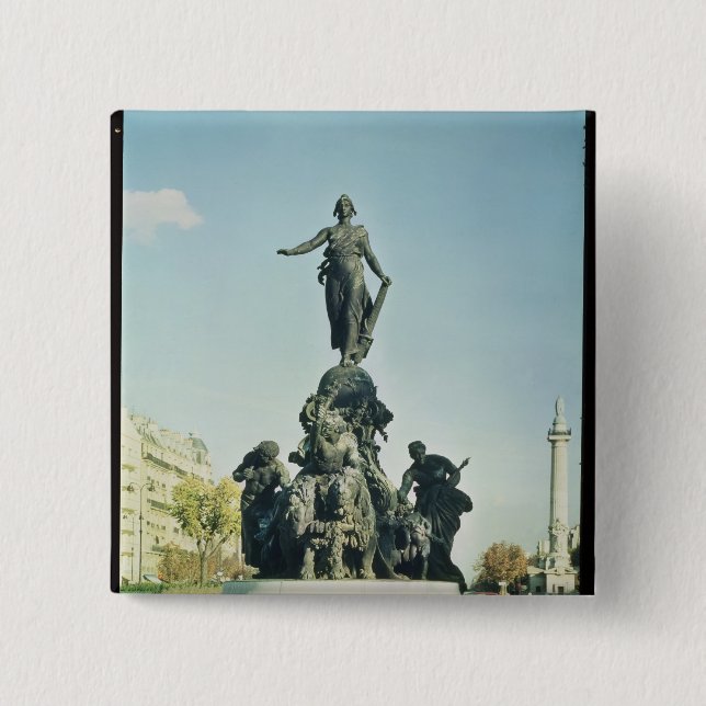 Bóton Quadrado 5.08cm Triumph da república, 1879-99 (Frente)