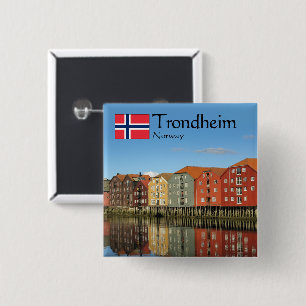 Bóton Quadrado 5.08cm Trondheim Norway Souvenir