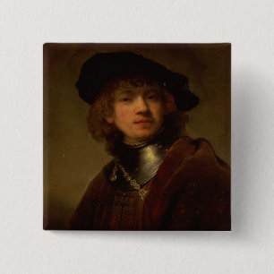 Bóton Quadrado 5.08cm Tronie de um Jovem com Gorget e Beret