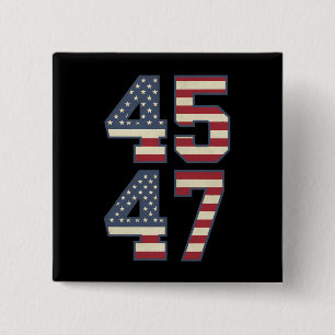 Bóton Quadrado 5.08cm Trump 2024 Presidente 45 47 América EUA Vintage
