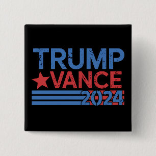 Bóton Quadrado 5.08cm Trump Vance 2024 Presidente 47 EUA Vintage
