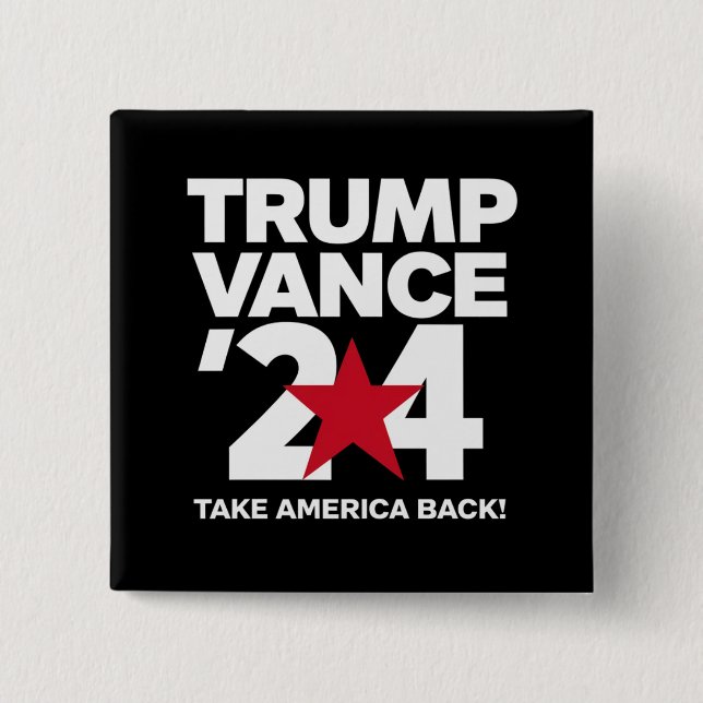 Bóton Quadrado 5.08cm Trump Vance 2024 Votação Trump 2024 Eleições (Frente)