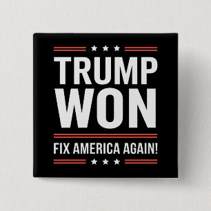 Bóton Quadrado 5.08cm Trump Venceu MAGA Trump Vencedor 2024 Conserte a A