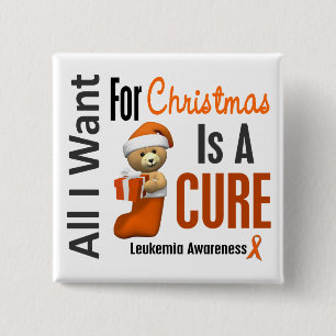 Bóton Quadrado 5.08cm Tudo que eu quero para a leucemia do Natal
