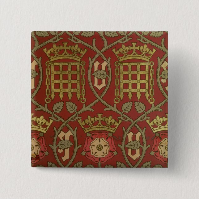 Bóton Quadrado 5.08cm "Tudor aumentou", papel de parede da reprodução (Frente)