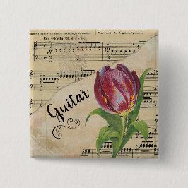 Bóton Quadrado 5.08cm Tulip Vintage Sheet Music
