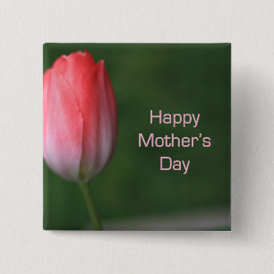 Bóton Quadrado 5.08cm tulipa vermelha, feliz dia das mães