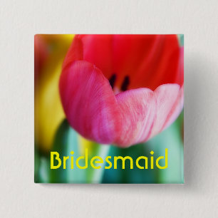 Bóton Quadrado 5.08cm Tulipas vermelhas • Botão do casamento