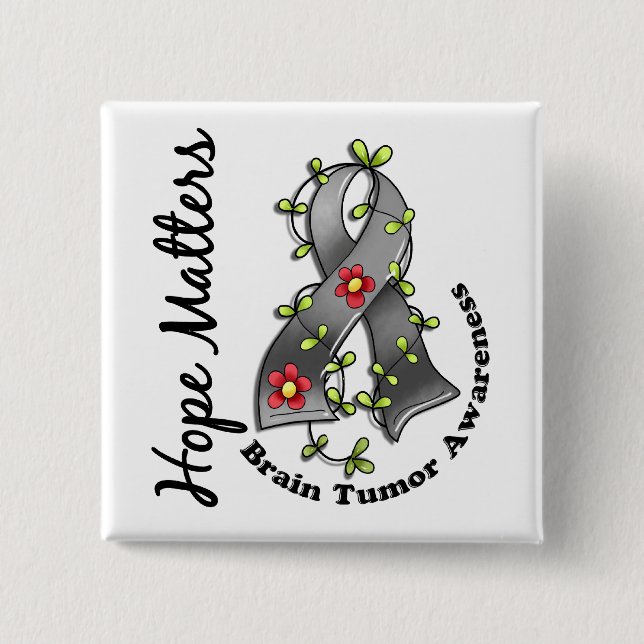 Bóton Quadrado 5.08cm Tumor cerebral das matérias da esperança da fita 4 (Frente)