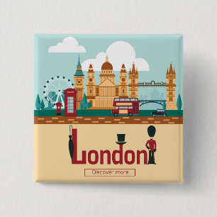 Bóton Quadrado 5.08cm Turismo de Londres