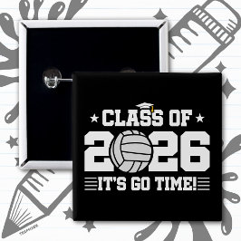 Bóton Quadrado 5.08cm Turma de 2026 Graduação de Volei É Hora de Ir