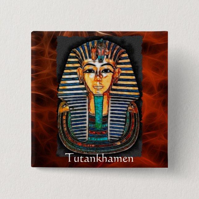 Bóton Quadrado 5.08cm TUTANKHAMEN Egípcia Pharaoh Gift Range (Frente)