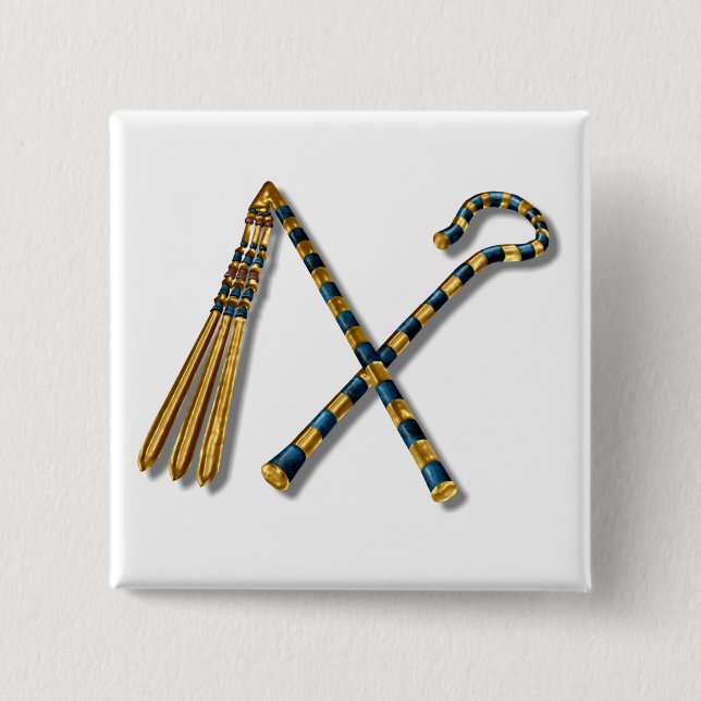 Bóton Quadrado 5.08cm Tutankhamun's Flail and Crook (Frente)