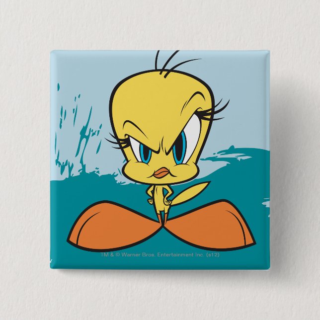 Bóton Quadrado 5.08cm TWEETY™ com raiva (Frente)