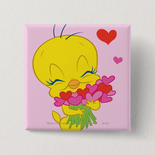 Bóton Quadrado 5.08cm TWEETY™ Hearts (Frente)