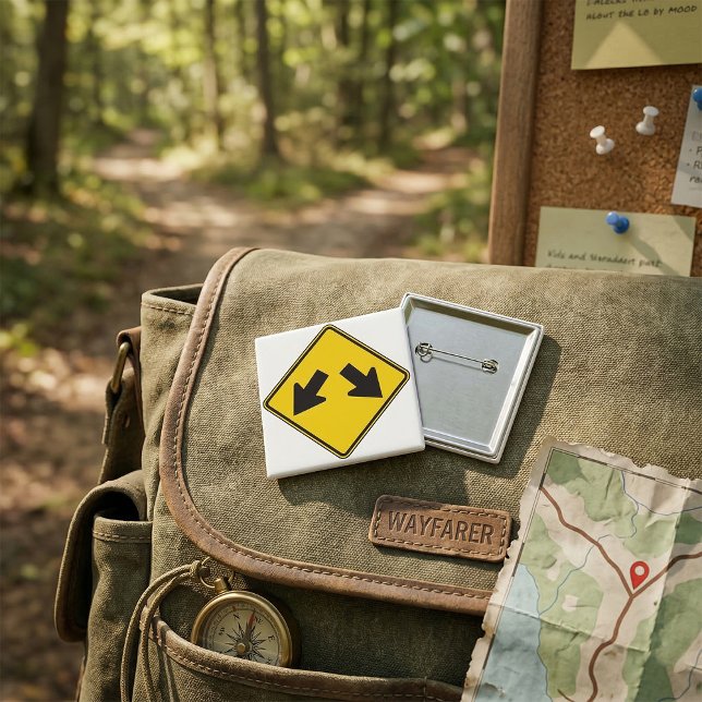 Bóton Quadrado 5.08cm Two Downward Arrows Warning Road Sign (Criador carregado)