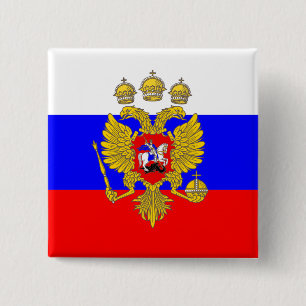 Bóton Quadrado 5.08cm Tzar de Muscovia, bandeira de Rússia