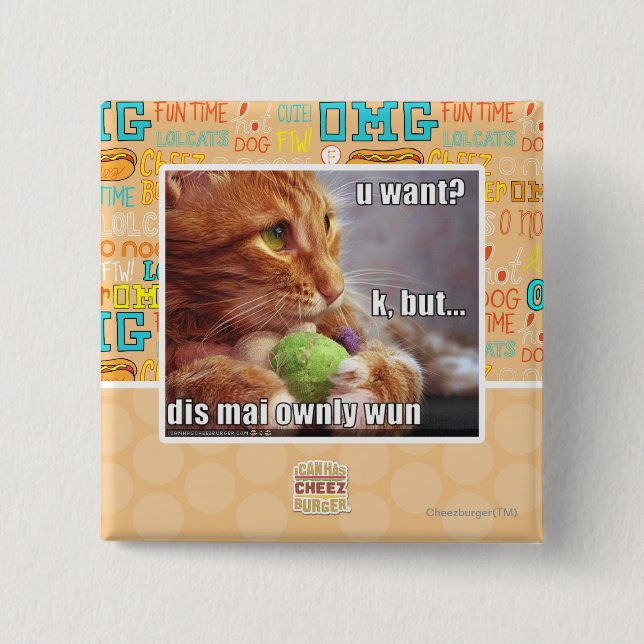 Bóton Quadrado 5.08cm U quer? (Frente)