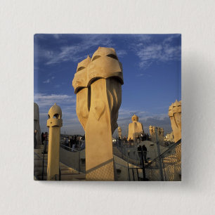 Bóton Quadrado 5.08cm UE, Espanha, Catalunha, Barcelona. Antonio Gaudi's