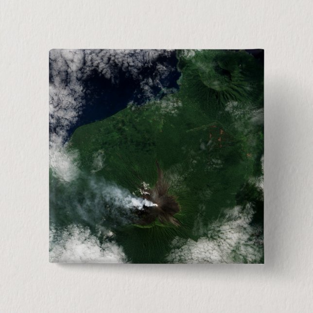 Bóton Quadrado 5.08cm Ulawun Volcano da Nova Inglaterra Summit (Frente)