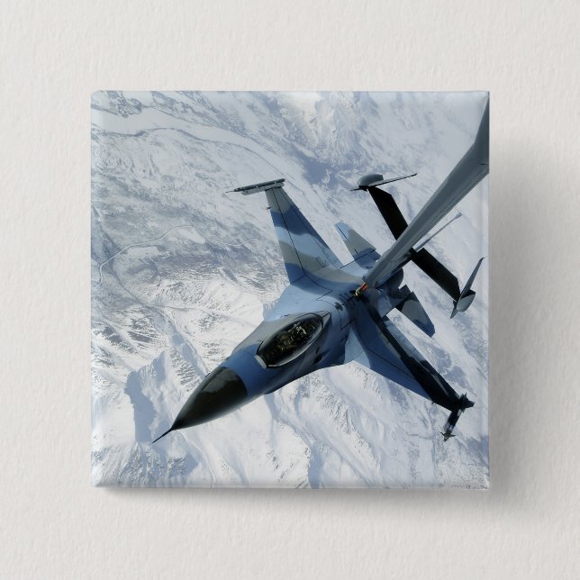 Bóton Quadrado 5.08cm Um agressor F-16 fica na posição de contato (Frente)